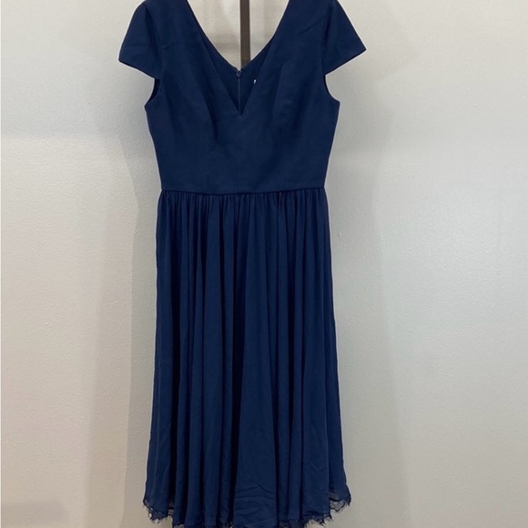 Dress the Population Corey Midnight Blue Fit and Flare Midi Dress L - Picture 2 of 3